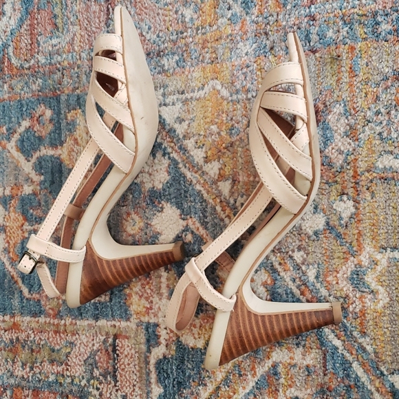 Aldo light cream beige scrappy heel sz 38 EUC - Picture 3 of 8